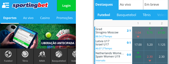 Versão Mobile Celular Sportingbet