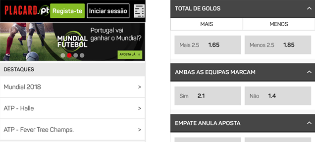 Versão Mobile Placard.pt Aplicação Móvel